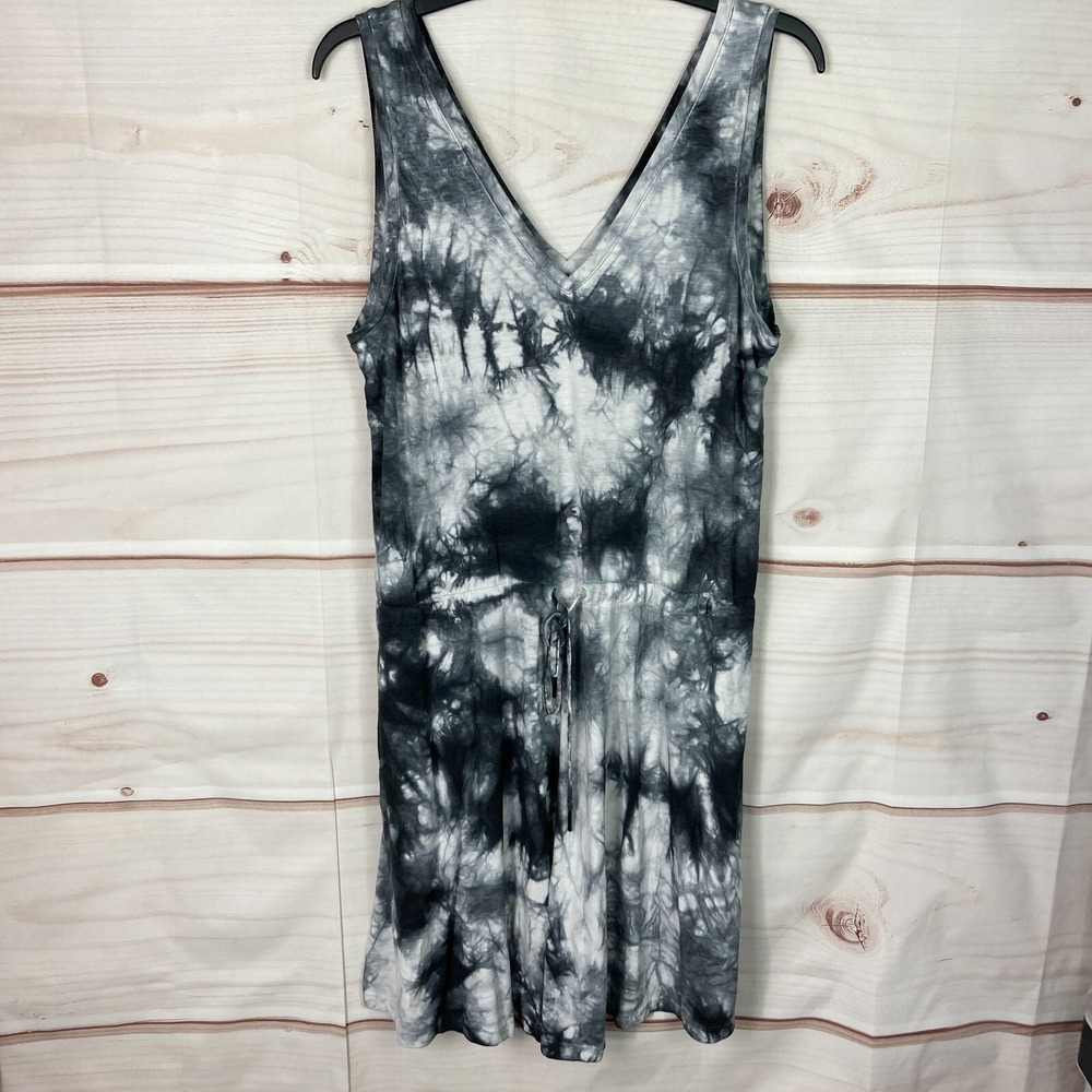 Sweaty Betty Dress Womens S Black Tie Dye Sleeveless Take It Easy V-Neck Pockets